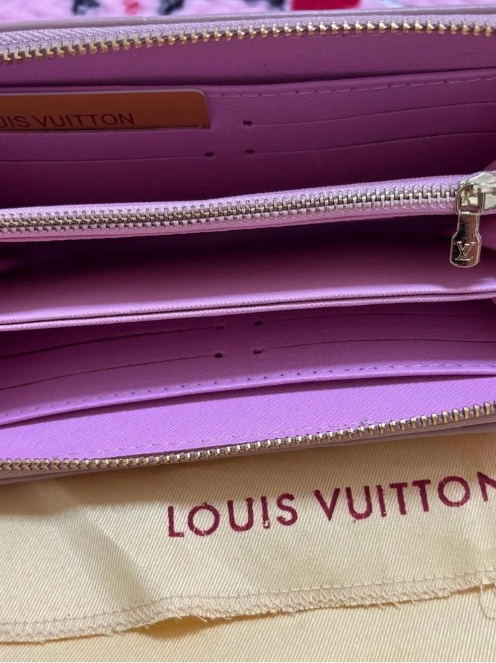 Lilac Zip-Around Leather Wallet with Gold Hardware